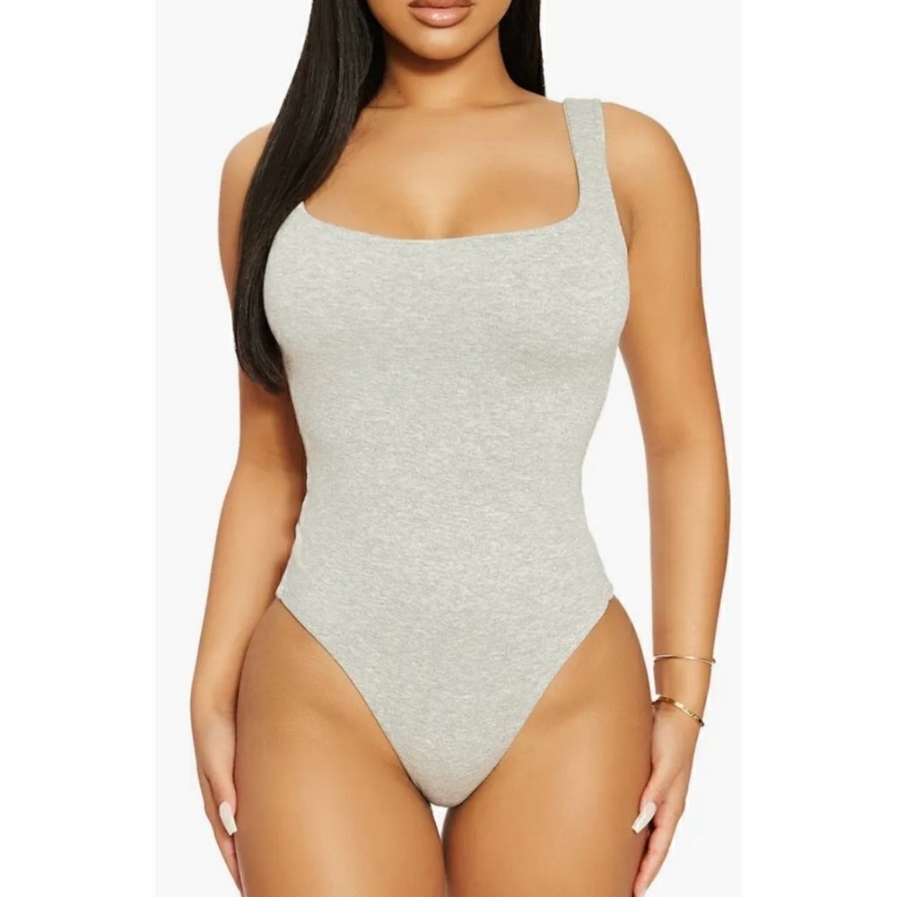 Naked Wardrobe - S - The NW Tank Bodysuit - Heather Gray - new without tags